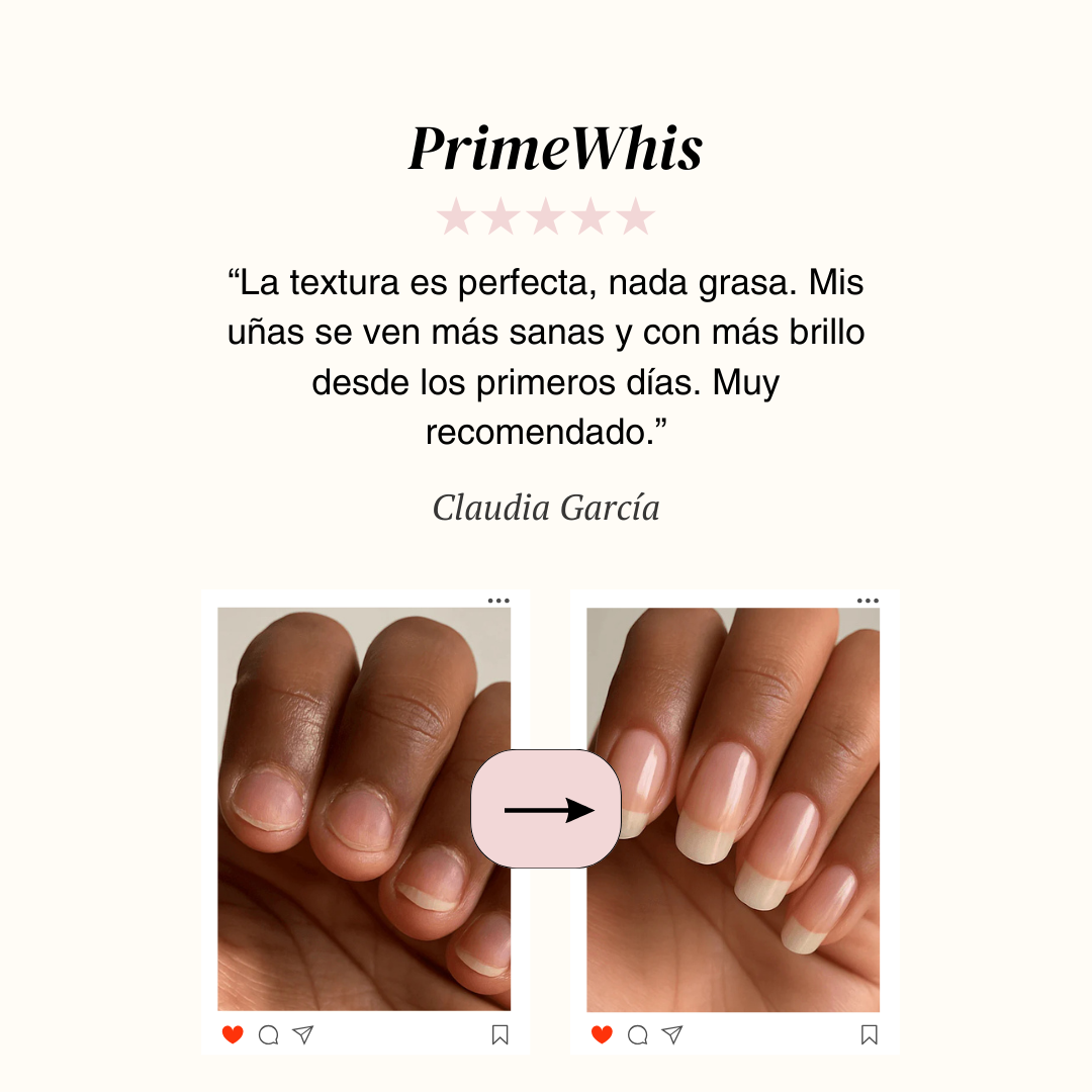 Aceite PrimeWhis para el crecimiento de uñas